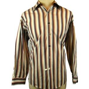 Mens Marcello Sport Cotton Striped LS Casual Shirt sz XL